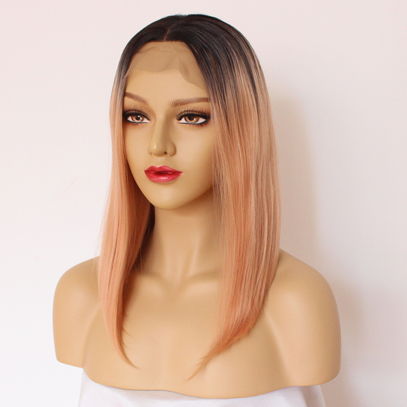 Ombre Color Straight Bob Wigs Lace Front - Picture 4 of 5